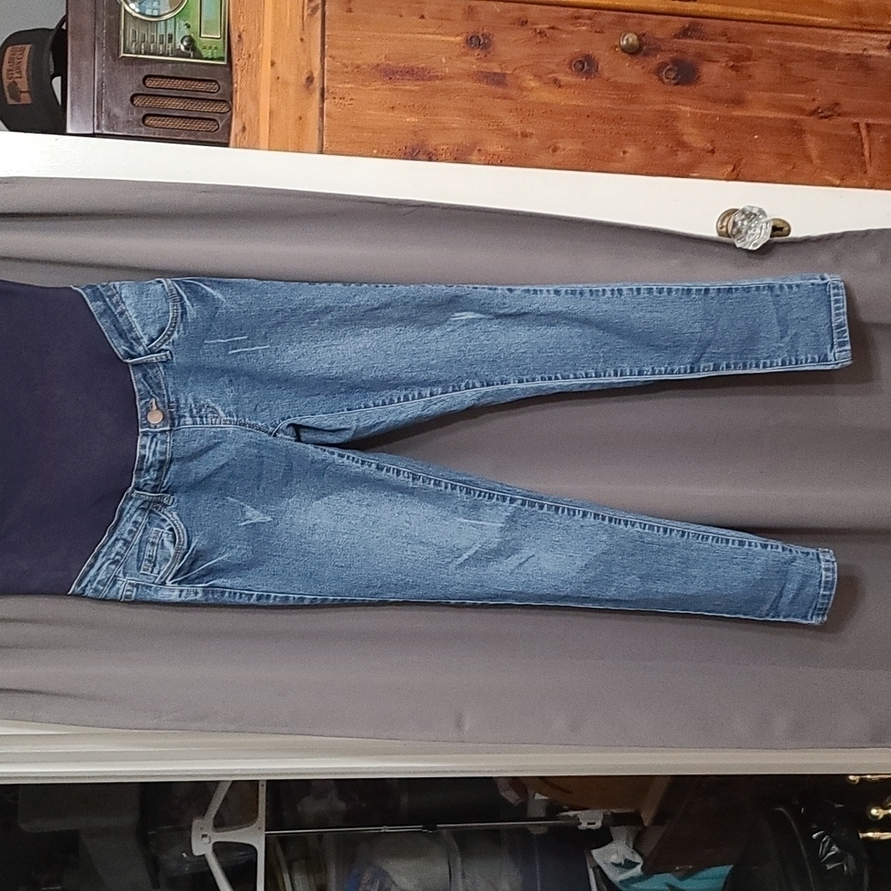 Hybrid &‎ Company Maternity Jeans Stretch Panel Distressing Size M EUC